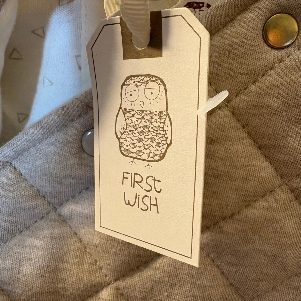 First Wish‎ Baby Quilted Pram Suit Hooded Oatmeal Cream 3-6M NWT